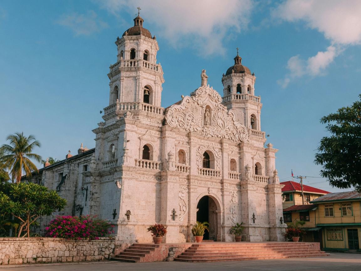 Facade of Miagao Church under a clear sky